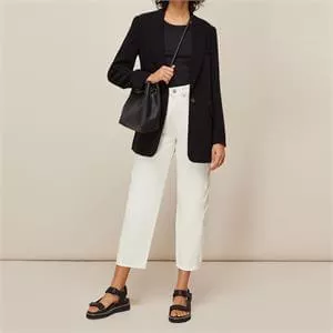 Whistles High Waist White Barrel Leg Jeans
